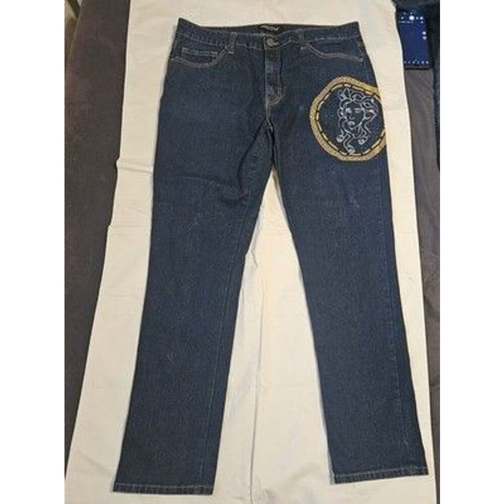 Smoke & Ash Premium Denim Mens 70% Cotton Blend Jeans Dark Blue Size 36 x 32